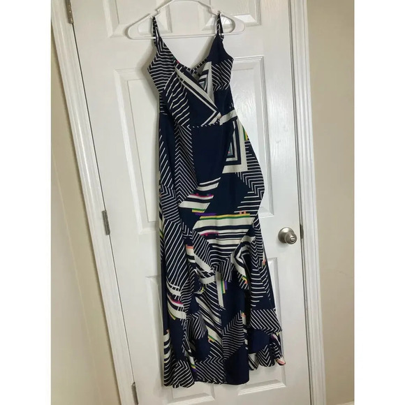 Lulus The Sky’s The Limit Navy Blue Striped High-low dress sz M - Picture 3 of 11